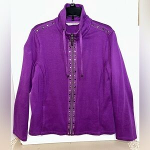 Laura Ashley zip up shirt petite small purple